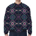 Geometric Ethnic Navajo Pattern Print Zip Sleeve Bomber Jacket