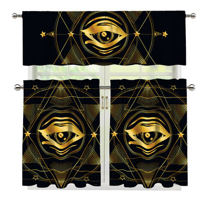 Geometric Eye of Providence Print 3 Piece Kitchen Curtains