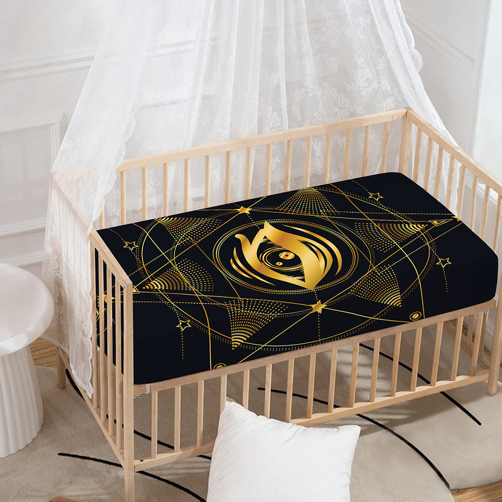 Geometric Eye of Providence Print Baby Crib Sheet