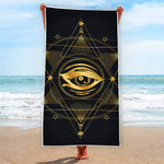 Geometric Eye of Providence Print Beach Towel