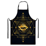 Geometric Eye of Providence Print Bib Apron With Pocket