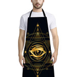 Geometric Eye of Providence Print Bib Apron With Pocket