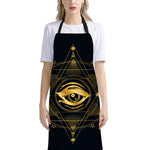 Geometric Eye of Providence Print Bib Apron With Pocket