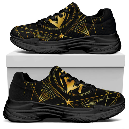 Geometric Eye of Providence Print Black Chunky Shoes