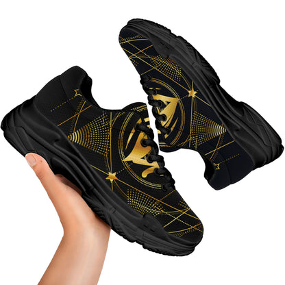 Geometric Eye of Providence Print Black Chunky Shoes