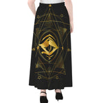 Geometric Eye of Providence Print Chiffon Maxi Skirt