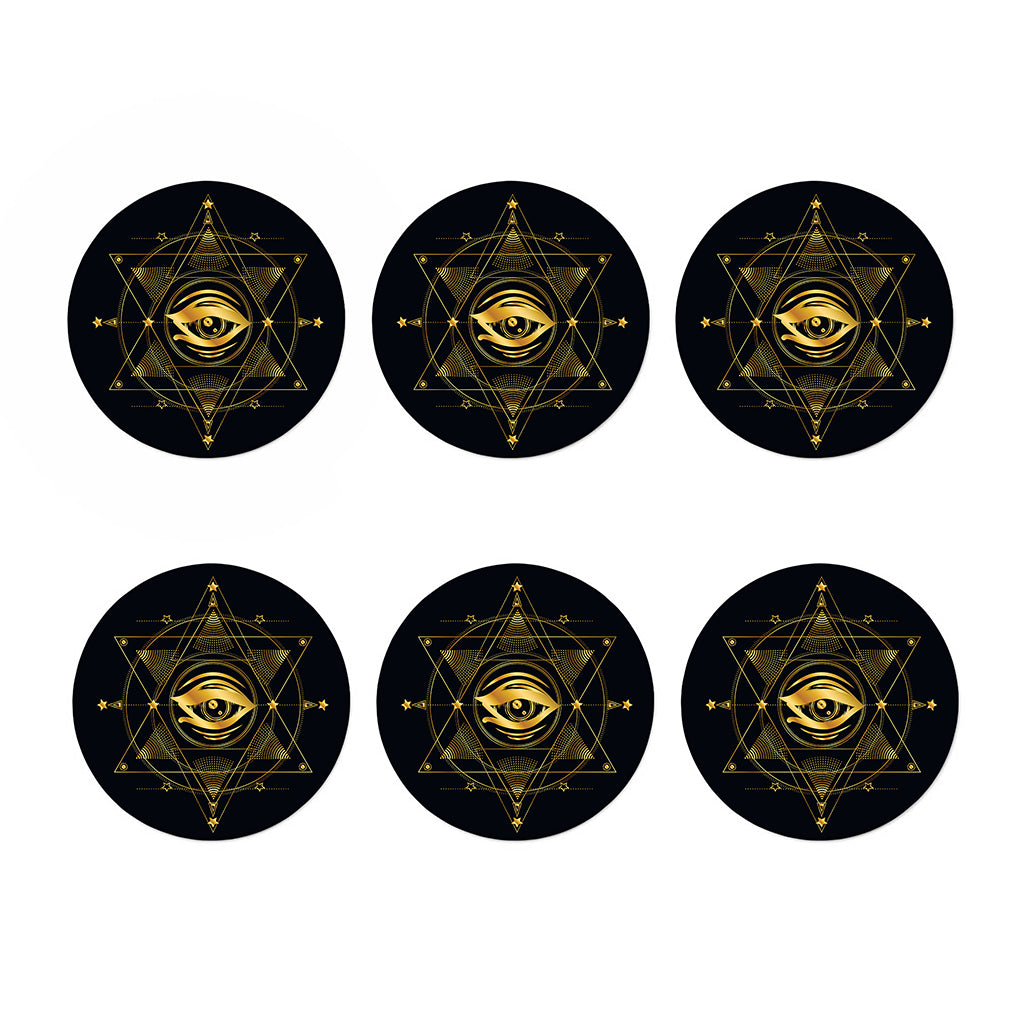 Geometric Eye of Providence Print Coaster Set