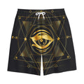 Geometric Eye of Providence Print Cotton Shorts