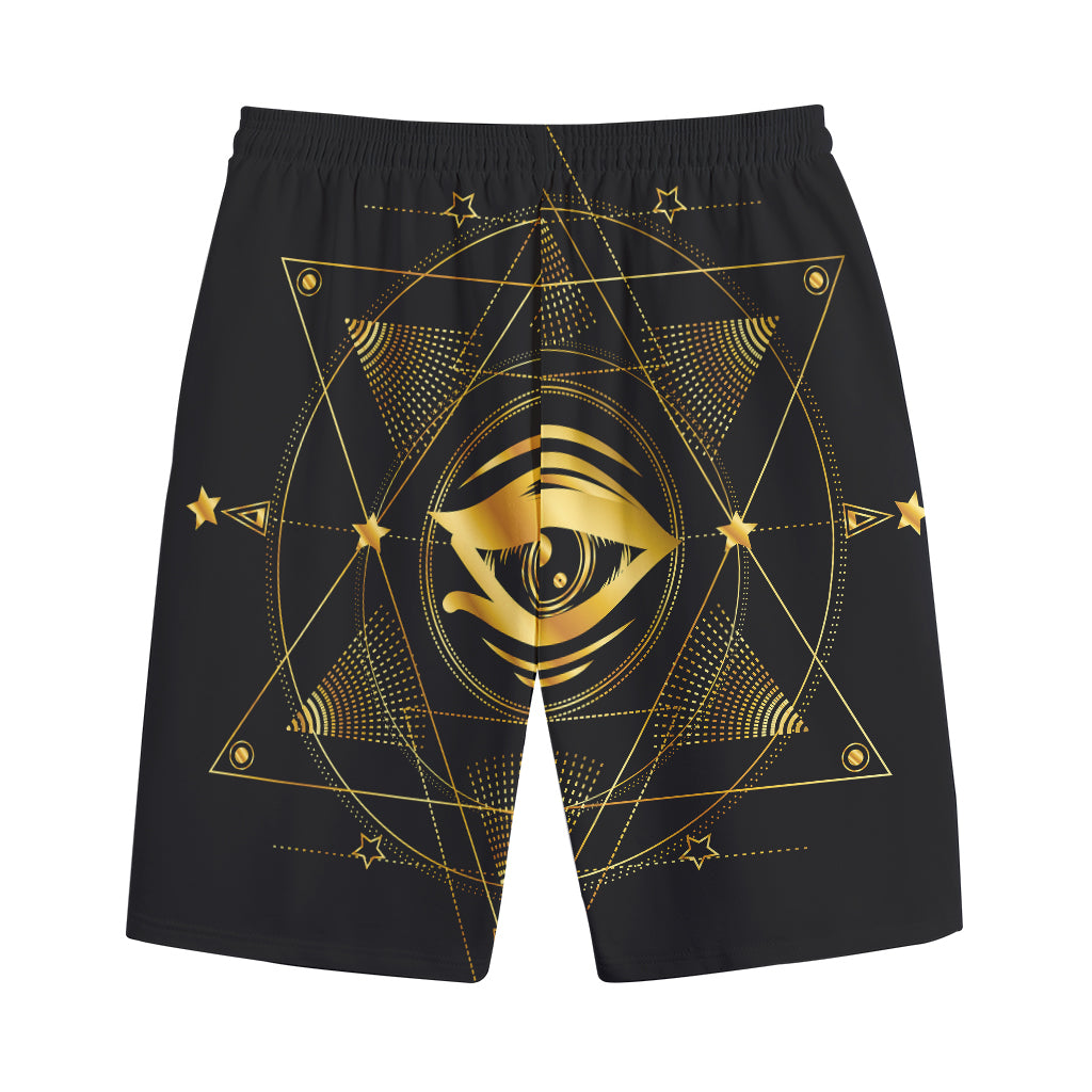 Geometric Eye of Providence Print Cotton Shorts