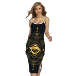 Geometric Eye of Providence Print Cross Back Cami Dress