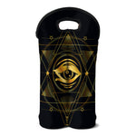 Geometric Eye of Providence Print Double Neoprene Wine Tote