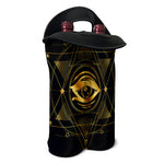 Geometric Eye of Providence Print Double Neoprene Wine Tote
