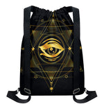 Geometric Eye of Providence Print Drawstring Backpack