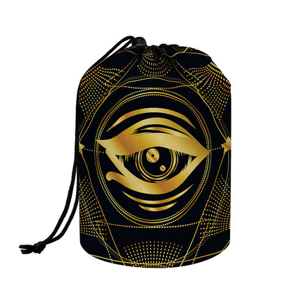 Geometric Eye of Providence Print Drawstring Makeup Bag