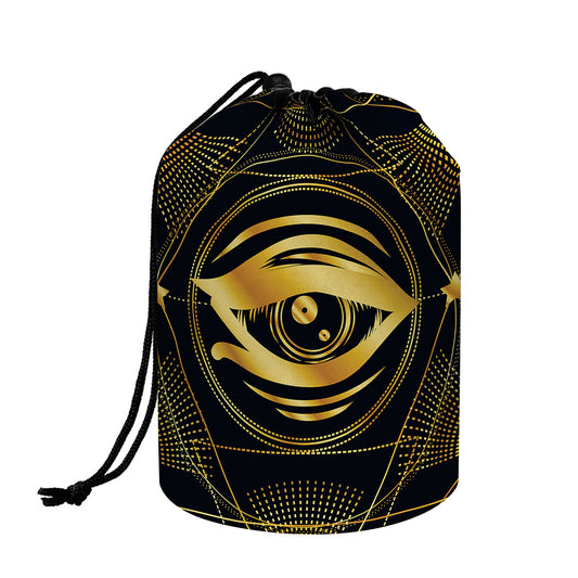 Geometric Eye of Providence Print Drawstring Makeup Bag