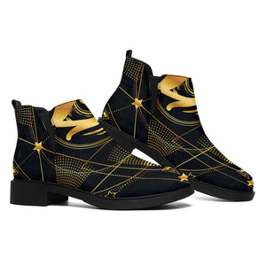 Geometric Eye of Providence Print Flat Ankle Boots