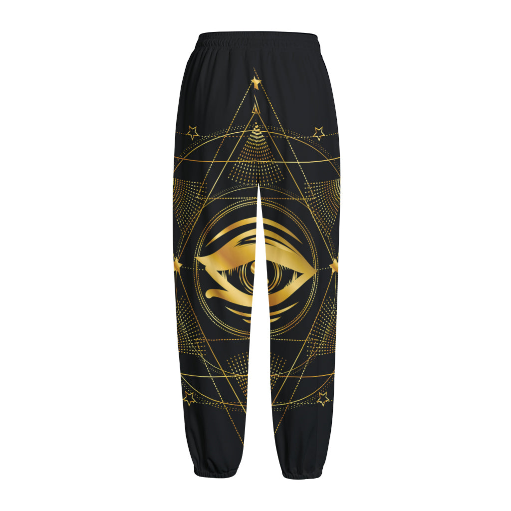 Geometric Eye of Providence Print Fleece Lined Knit Pants