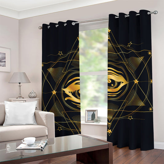 Geometric Eye of Providence Print Grommet Curtains