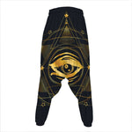 Geometric Eye of Providence Print Hammer Pants