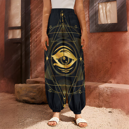 Geometric Eye of Providence Print Harem Pants
