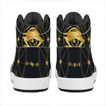 Geometric Eye of Providence Print High Top Leather Sneakers