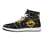 Geometric Eye of Providence Print High Top Leather Sneakers