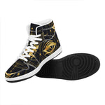 Geometric Eye of Providence Print High Top Leather Sneakers