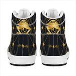 Geometric Eye of Providence Print High Top Leather Sneakers