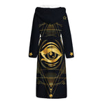 Geometric Eye of Providence Print Hooded Bathrobe