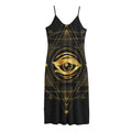 Geometric Eye of Providence Print Jersey Midi Cami Dress