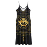 Geometric Eye of Providence Print Jersey Midi Cami Dress
