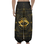Geometric Eye of Providence Print Lantern Pants