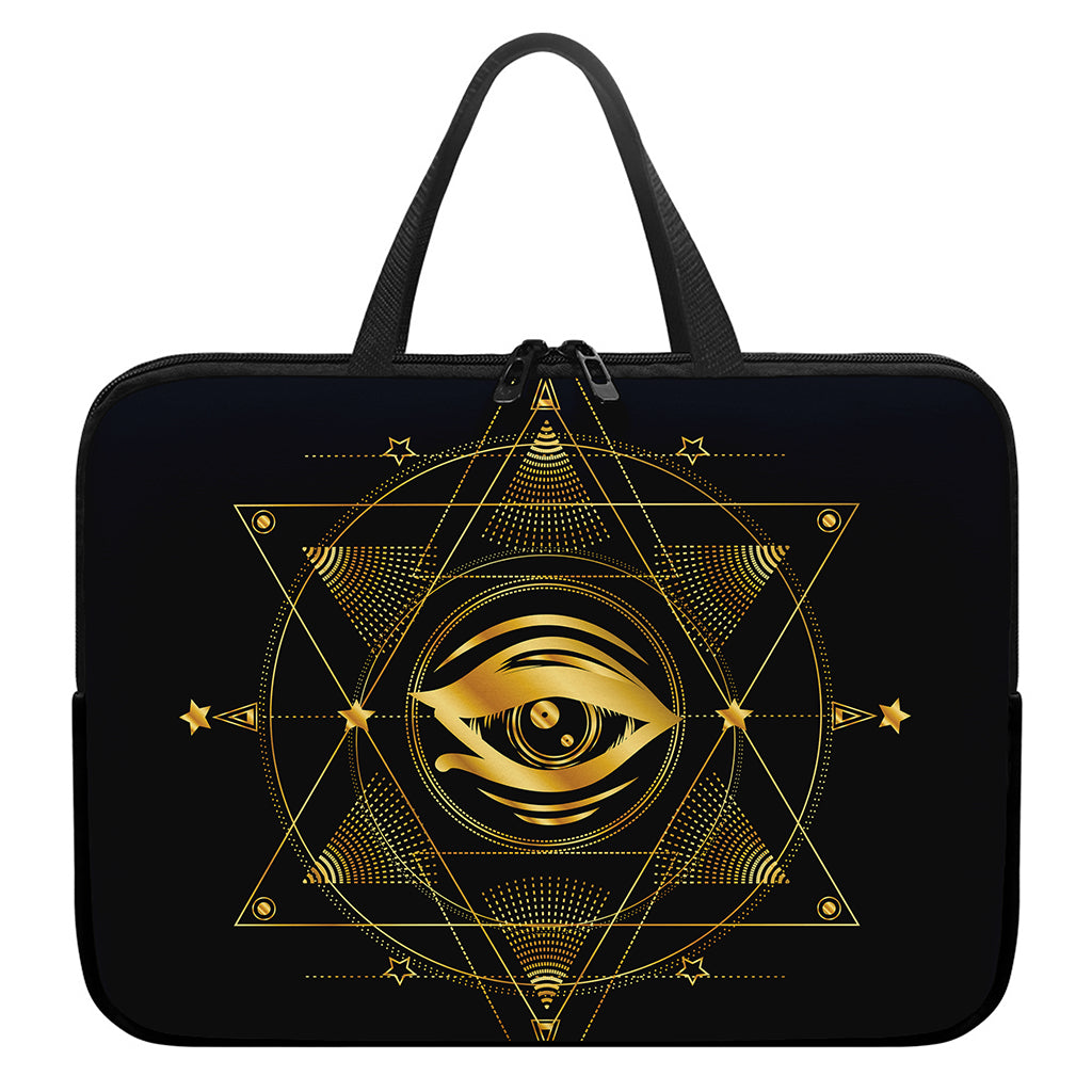 Geometric Eye of Providence Print Laptop Sleeve With Handle