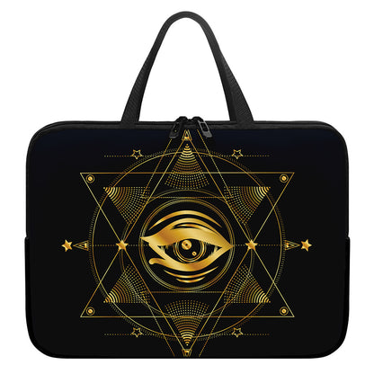 Geometric Eye of Providence Print Laptop Sleeve With Handle