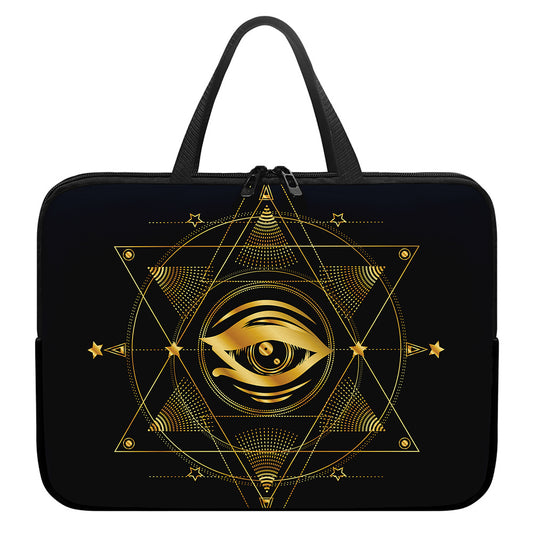Geometric Eye of Providence Print Laptop Sleeve With Handle
