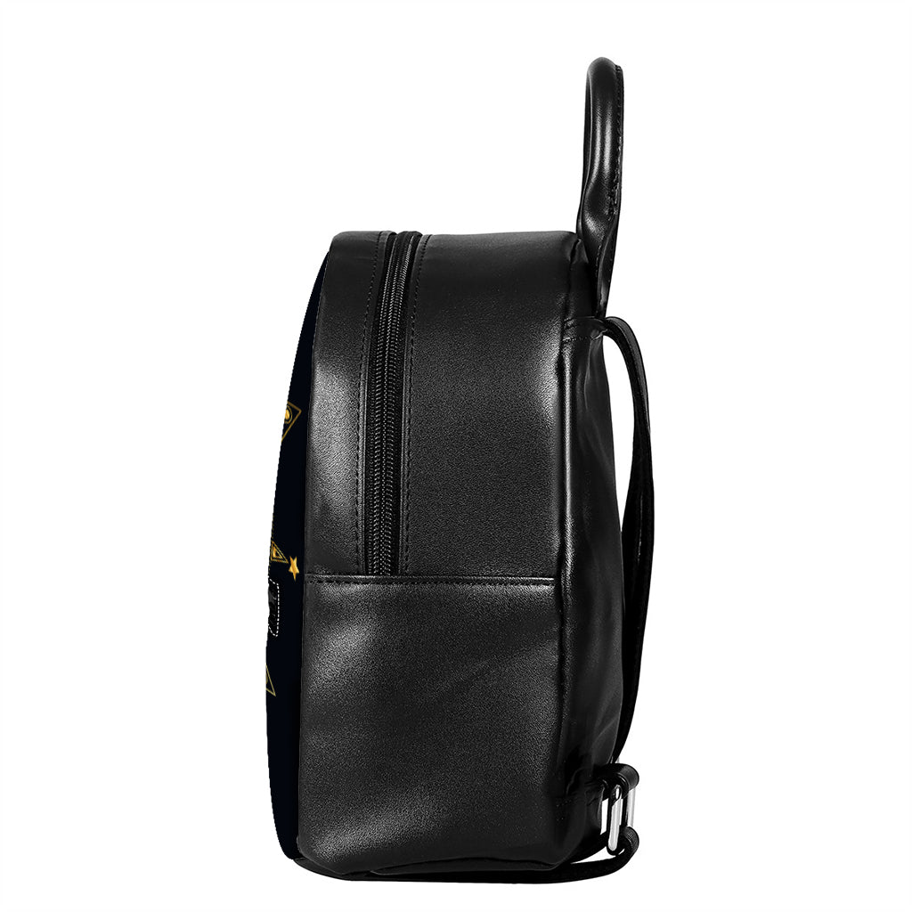Geometric Eye of Providence Print Leather Backpack