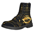 Geometric Eye of Providence Print Lace-Up Boots