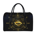 Geometric Eye of Providence Print Leather Duffel Bag