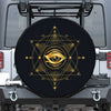 Geometric Eye of Providence Print Leather Spare Tire Cover