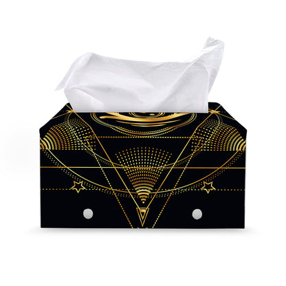 Geometric Eye of Providence Print Leather Tissue Box Cover