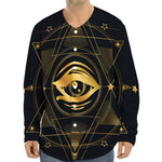 Geometric Eye of Providence Print Long Sleeve Baseball Jersey