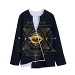 Geometric Eye of Providence Print Long Sleeve Short Coat
