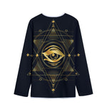 Geometric Eye of Providence Print Long Sleeve Short Coat