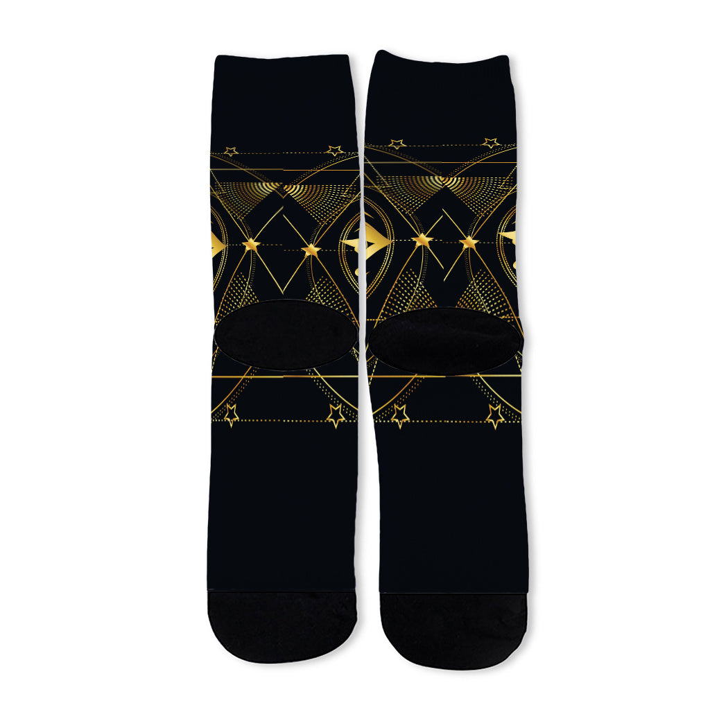 Geometric Eye of Providence Print Long Socks