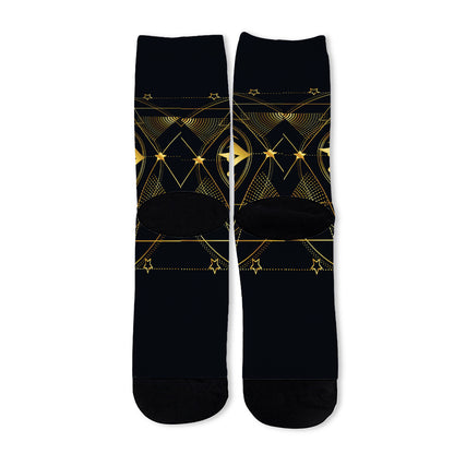 Geometric Eye of Providence Print Long Socks