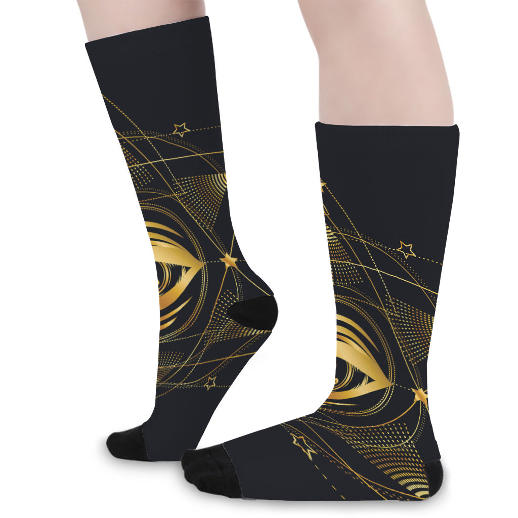 Geometric Eye of Providence Print Long Socks