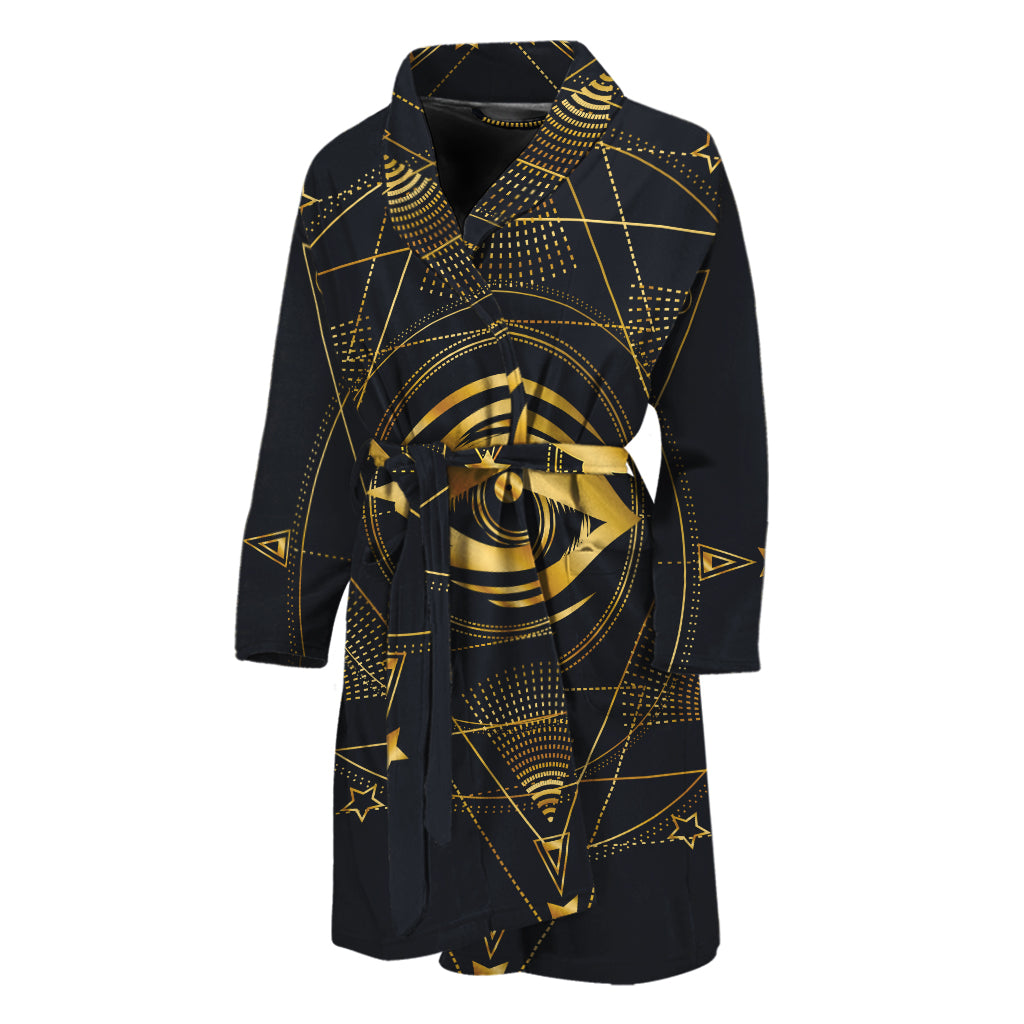 Geometric Eye of Providence Print Men's Bathrobe