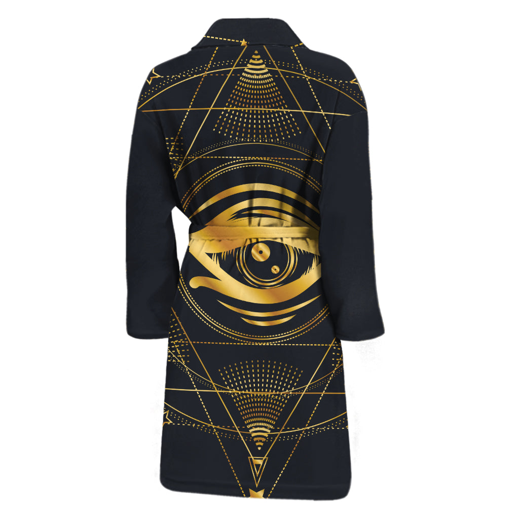 Geometric Eye of Providence Print Men's Bathrobe