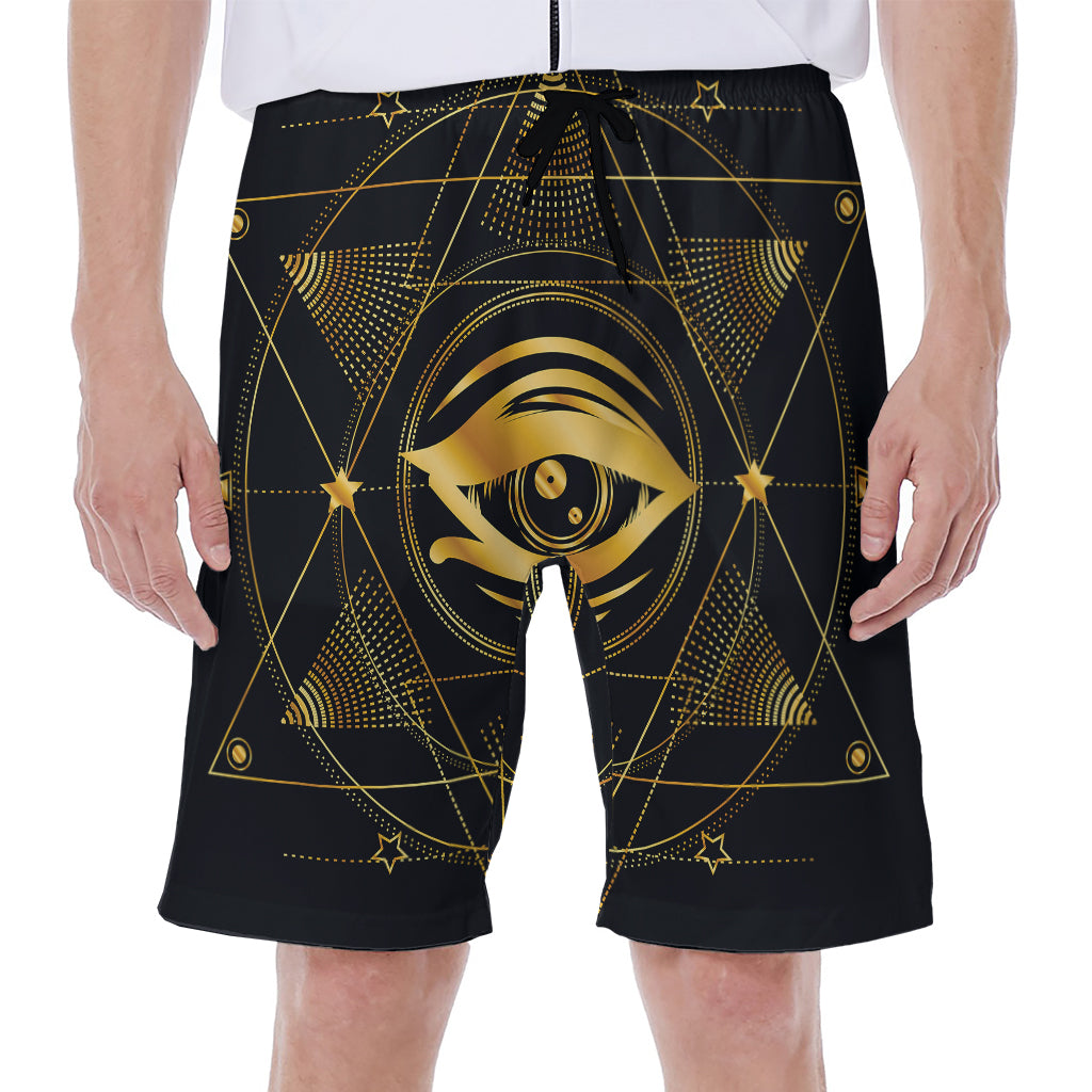 Geometric Eye of Providence Print Men's Beach Shorts