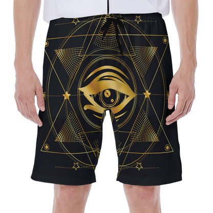 Geometric Eye of Providence Print Men's Beach Shorts